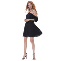 Kate Kasin Sexy Women&#39;s Summer Open Shoulders Cold-Shoulder One Piece Black A-Line Vestido KK000643-1